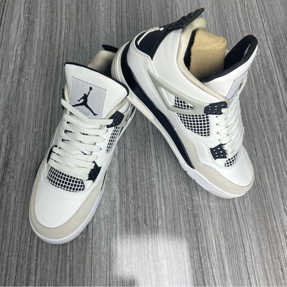 Jordan 4 Military Black-Men’s Sneakers White and Black - Picture 5 of 9